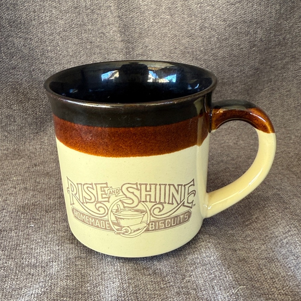 VTG HARDEES 1986 Rise and Shine Ceramic Mug - Brown and Cream